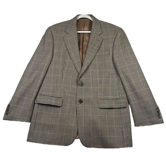 Ralph Lauren Mens Blazer Sport Coat Two Button Jacket 100% Wool‎ 42R HoundsTooth - Picture 1 of 12